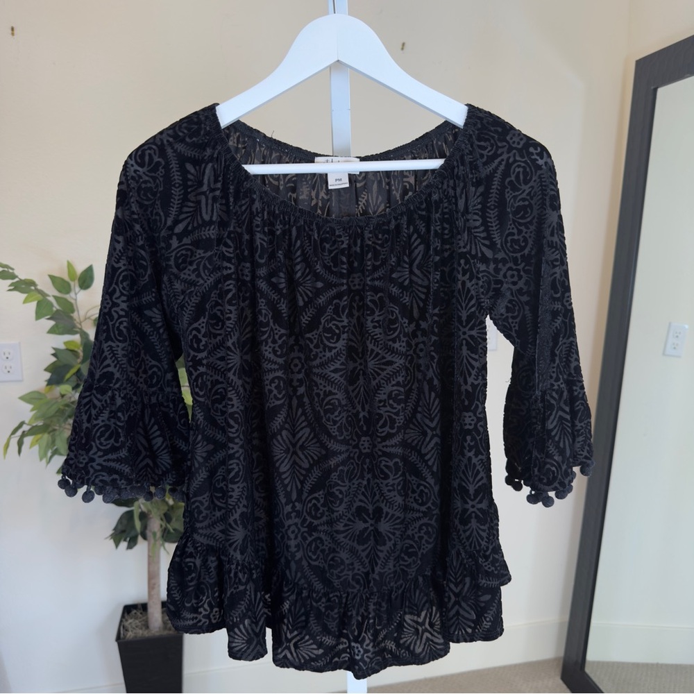 Style & Co. Black Patterned Blouse